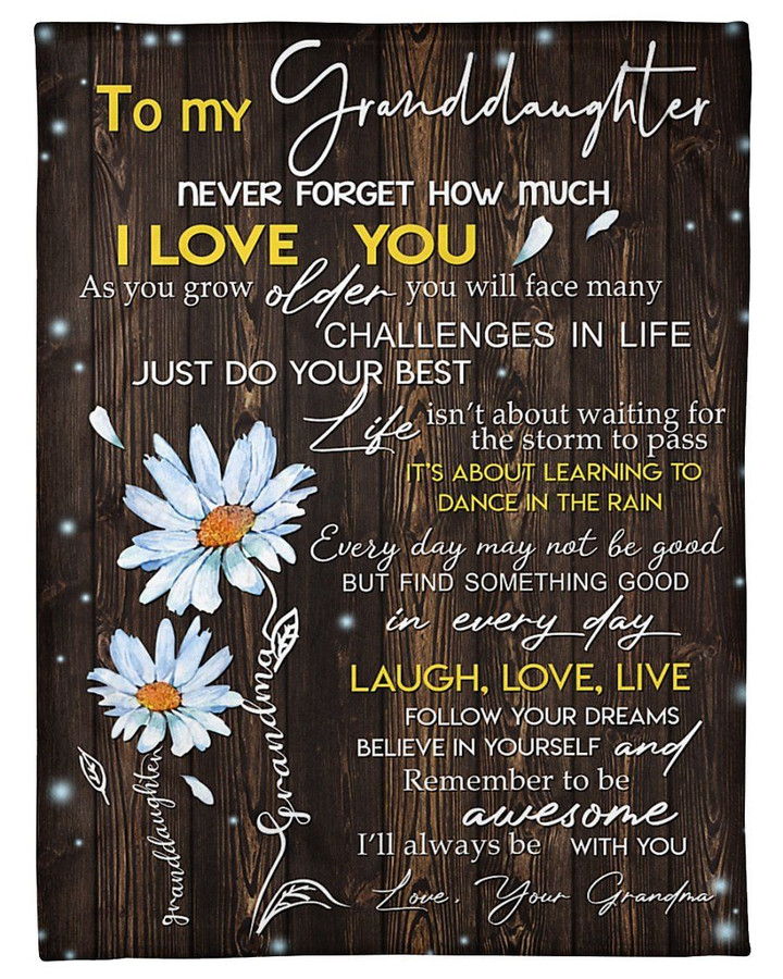 Never Forget How Much I Love You Quote Gift For Granddaughter Fleece Blanket