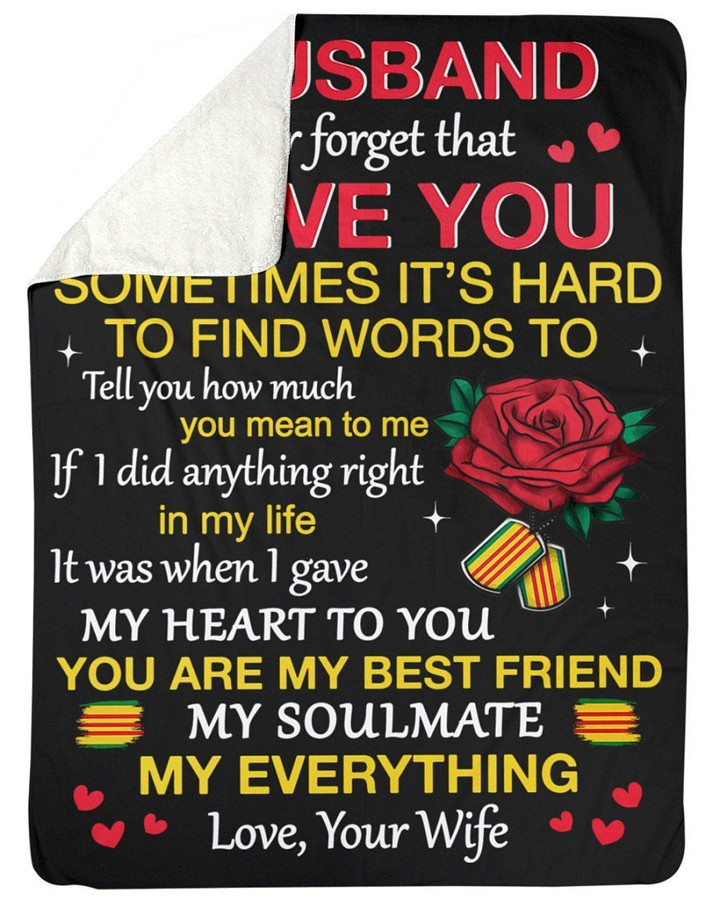 Never Forget That I Love You Great Gift From Wife To Husband Fleece Blanket