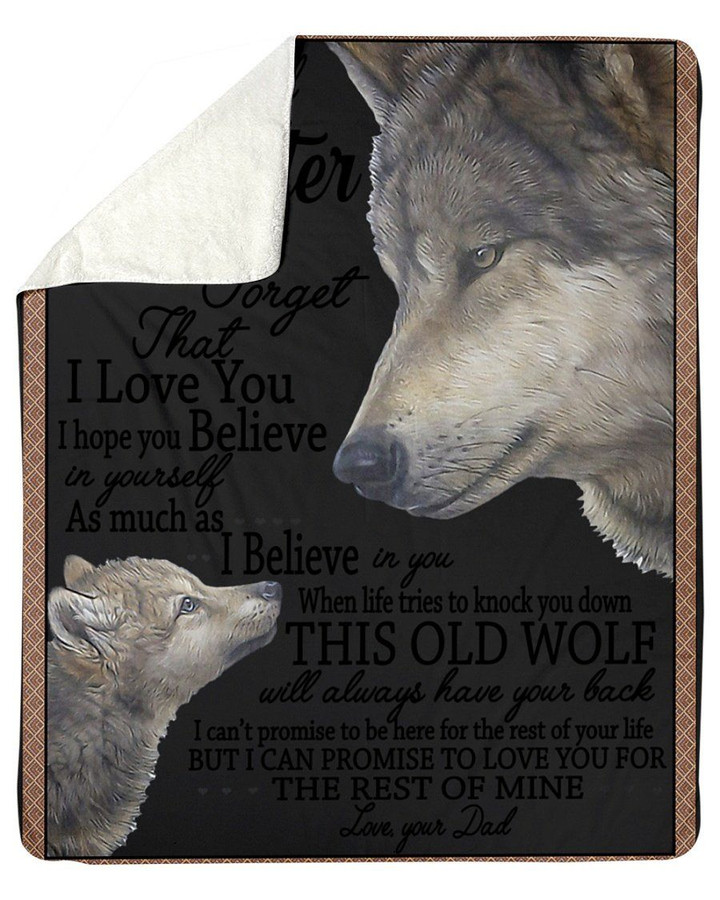 This Old Wolf Will Always Have Your Back Meaningful Gift From Dad To Daughter Fleece Blanket