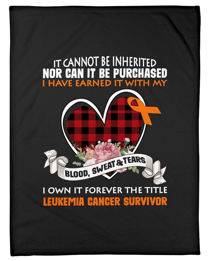 It Cannot Be Inhertited Nor Can It Be Purchased Orange Ribbon Kidney Cancer Gifts Fleece Blanket