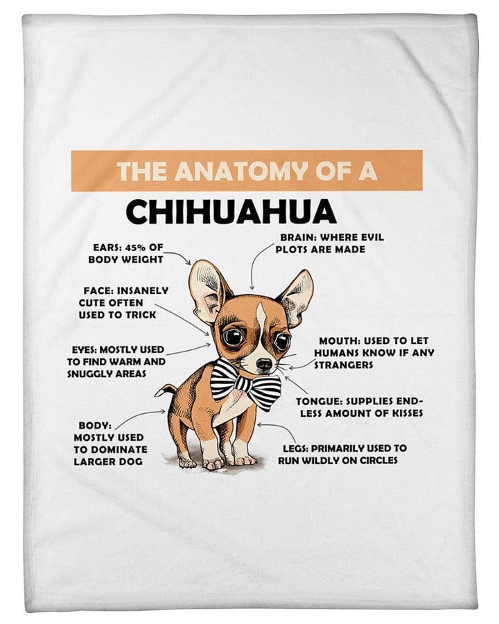 The Anatomy Of A Chihuahua Knowledge Fleece Blanket