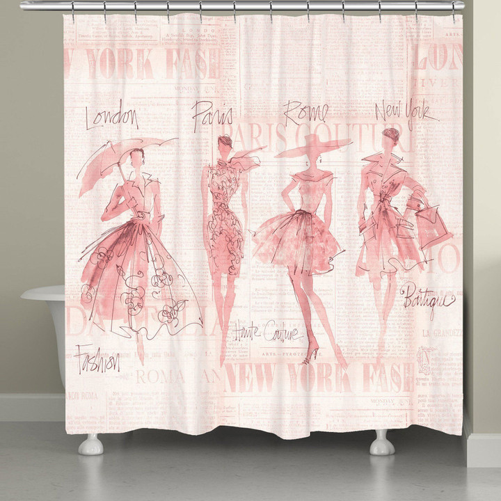 Fashion Sketchbook Pink Shower Curtain Custom Design High Quality Home Bathroom Home Decor