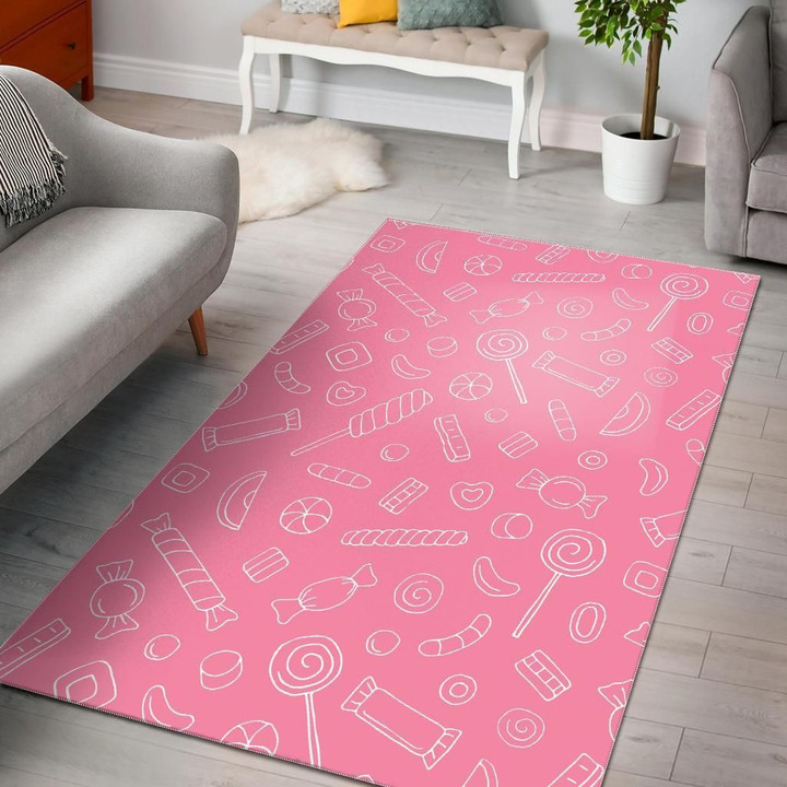 Sweet Candy Pink Background Area Rug Bold Patterns Tasteful Style Home Decor