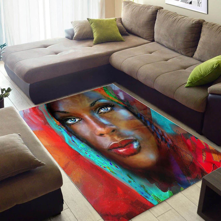 Black Woman Beautiful Area Rug Home Decor