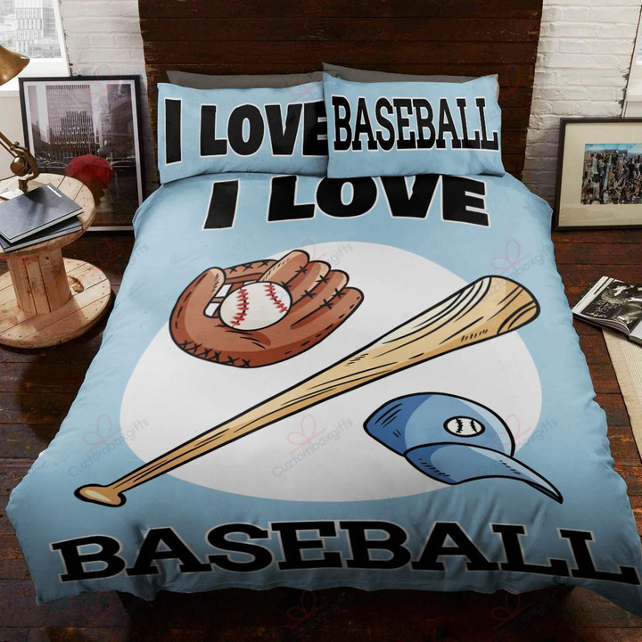 I Love Baseball Printed Bedding Set Bedroom Decor