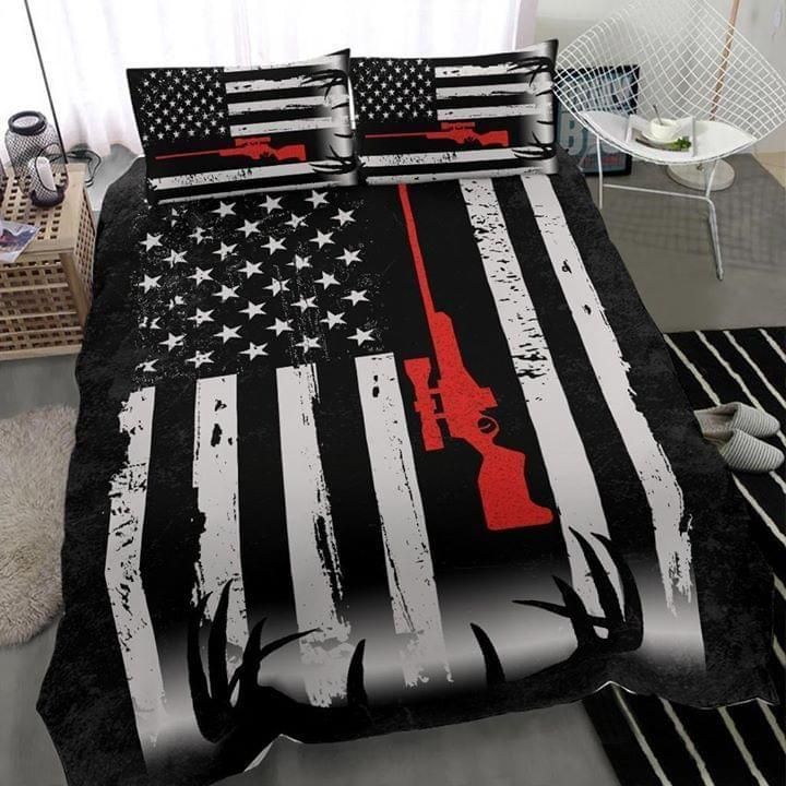 Deer Hunting Guns US Flag Bedding Set Bedroom Decor
