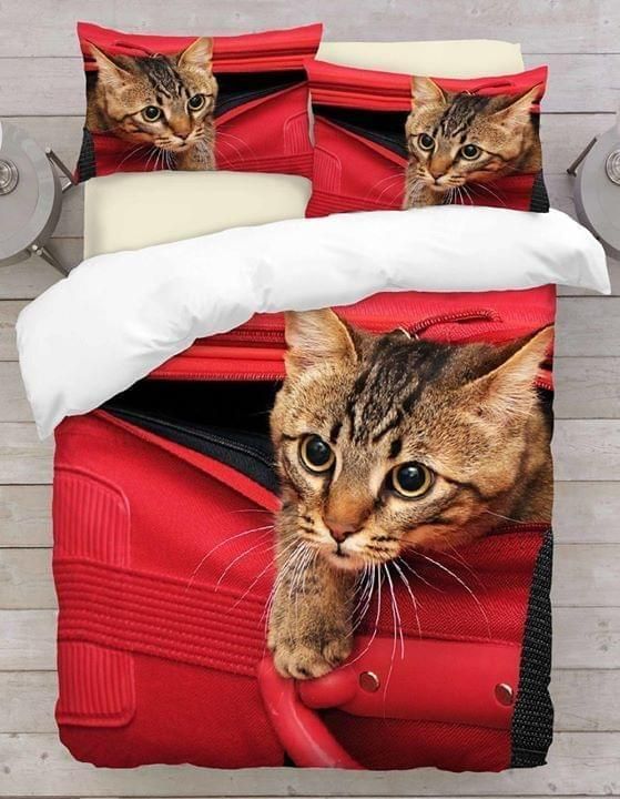 Beautiful Imagine Art Print Cat On The Suitcase Pretty Gift   Bedding Set Bedroom Decor