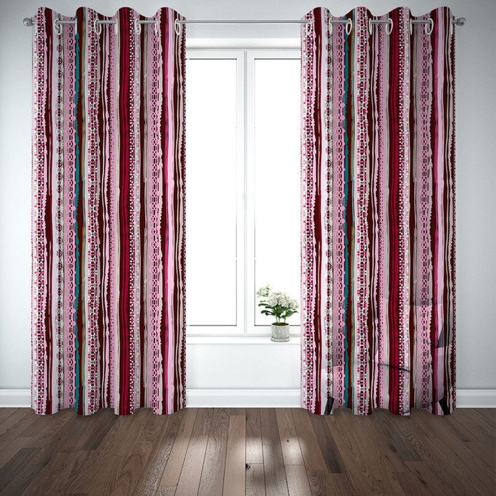 3d Red Decorative Lines Printed Window Curtain Home Decor