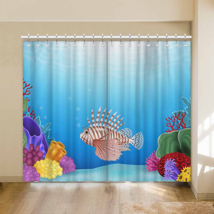 Cartoon Scorpionfish Undersea Printed Window Curtain