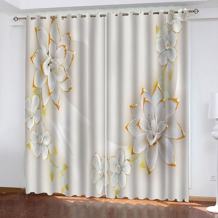 Succulents Peach Blossom Printed Window Curtain Home Decor