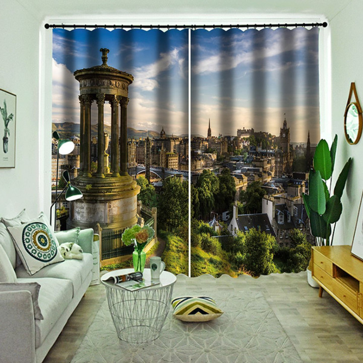 3d City View Printed Window Curtain Home Decor