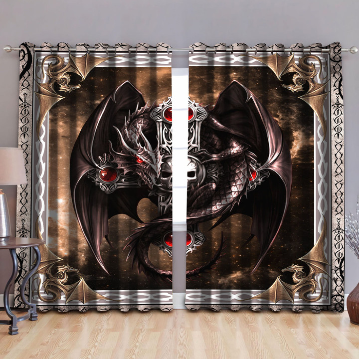 Dragon Art The Death Skull Printed Window Curtain