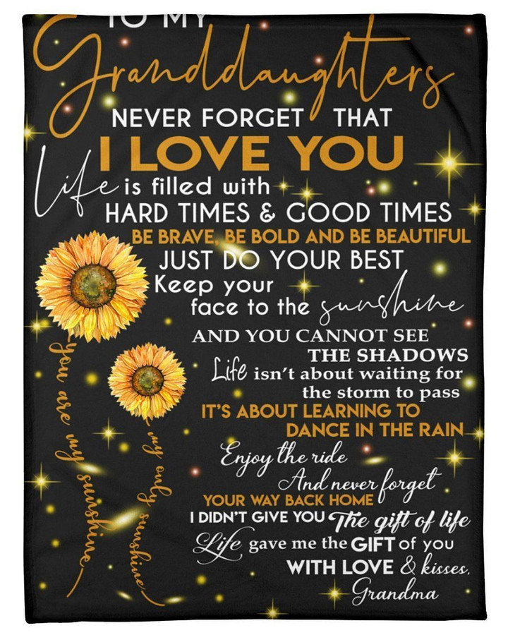 Never Forget That I Love You Quote Gift For Granddaughter From Grandma Fleece Blanket