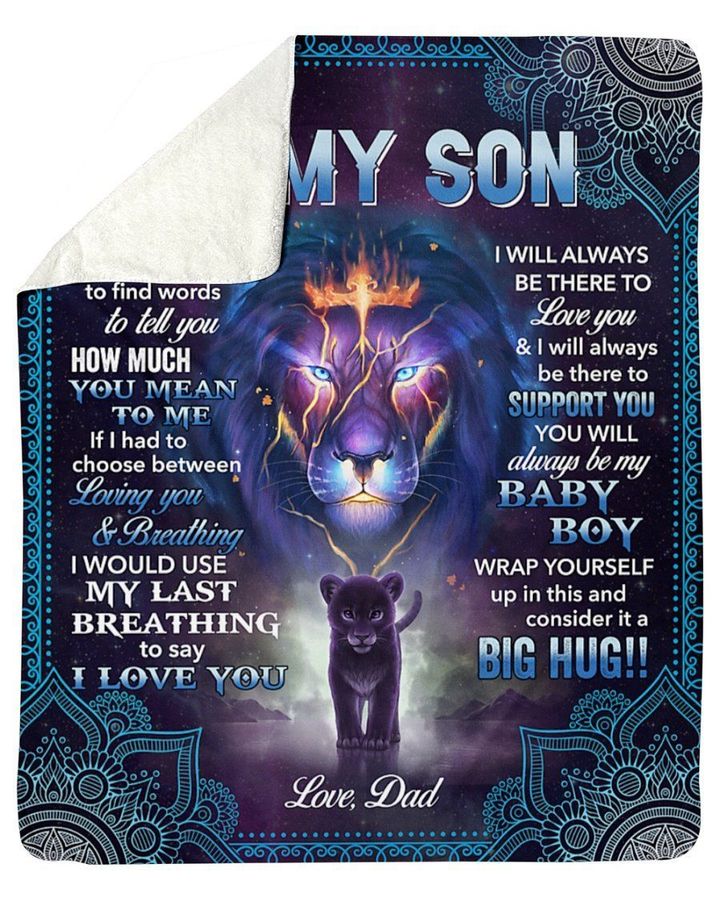 Lion To My Son Sometimes Its Hard To Find Word Fleece Blanket To Dad Sherpa Blanket