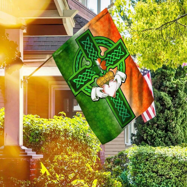 Saint Patricks Day Irish Celtic Cross Heart House Flag
