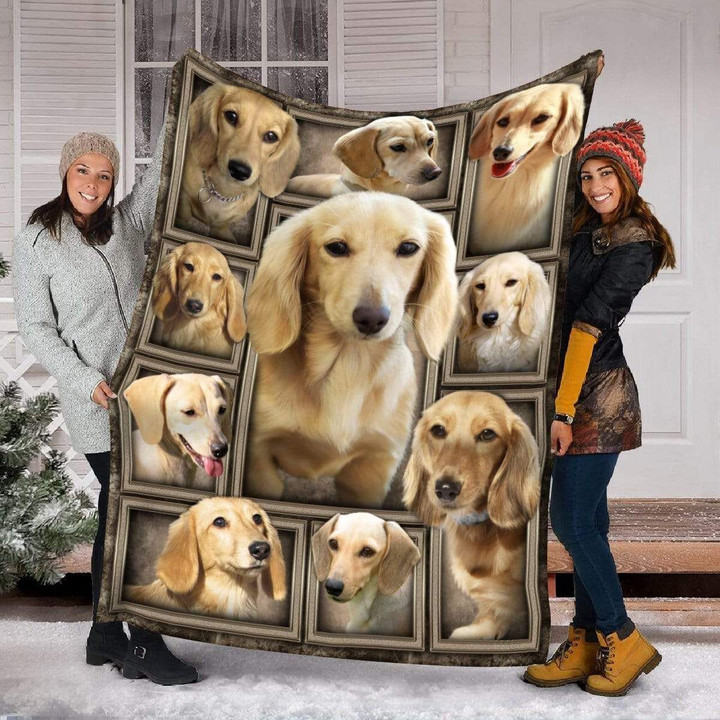 White Cute Dachshund Fleece Blanket Gift For Dog Lovers