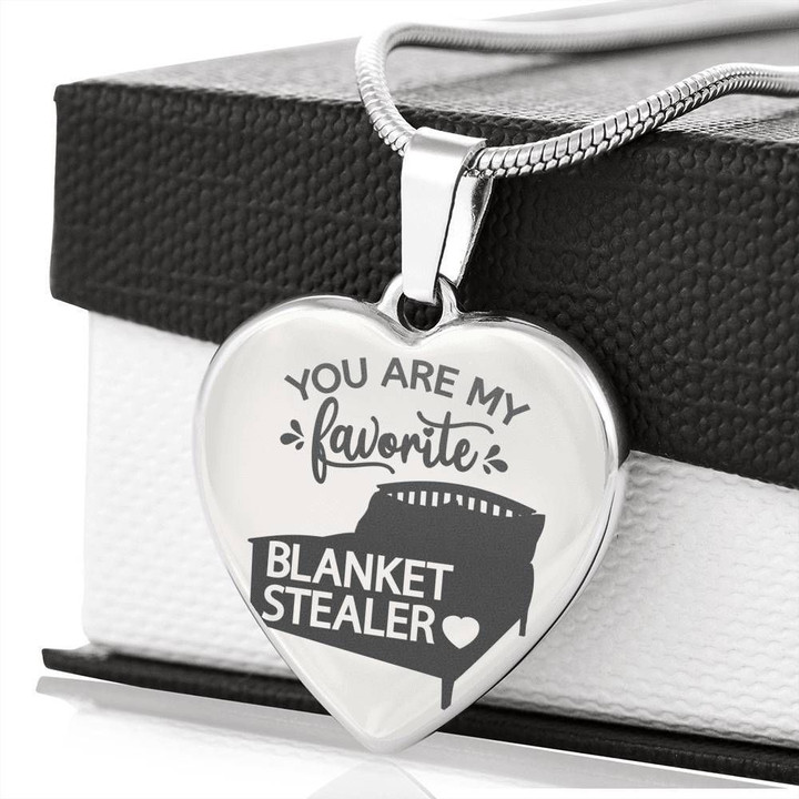 Gift For Wife Silver Heart Pendant Necklace You Are My Favorite Blanket Stealer