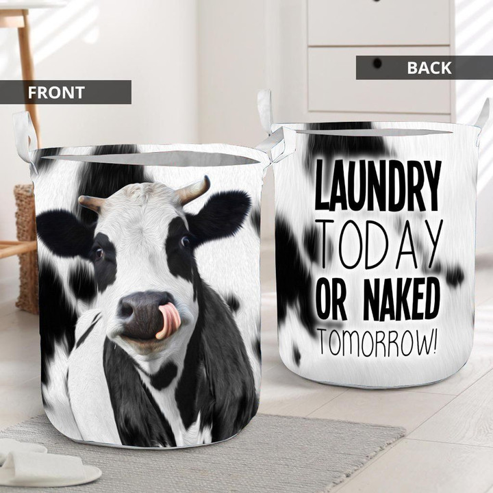 Laundry Today Tomorrow Dairy Cows Printed Laundry Basket