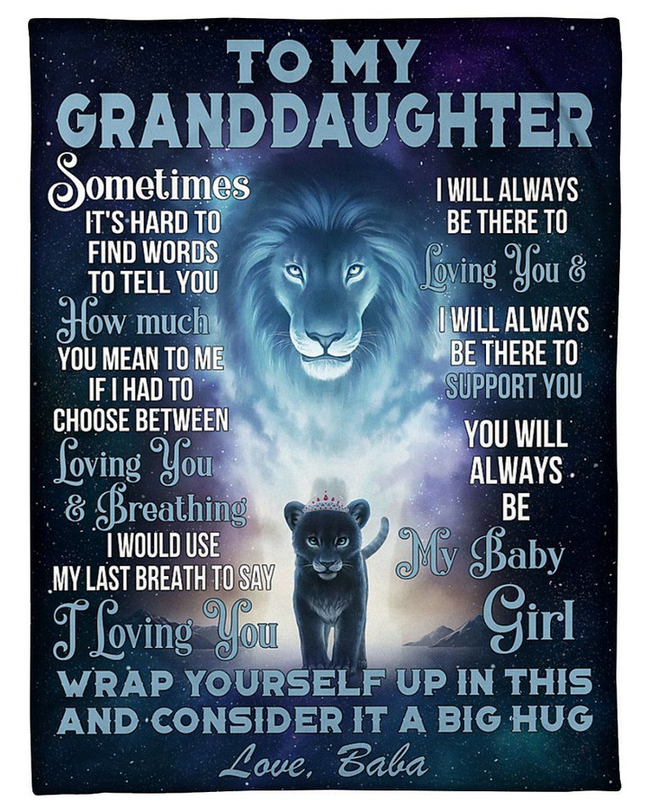 Baba To Granddaughter Customized Name Lion Always Be There To Love You Fleece Blanket Fleece Blanket