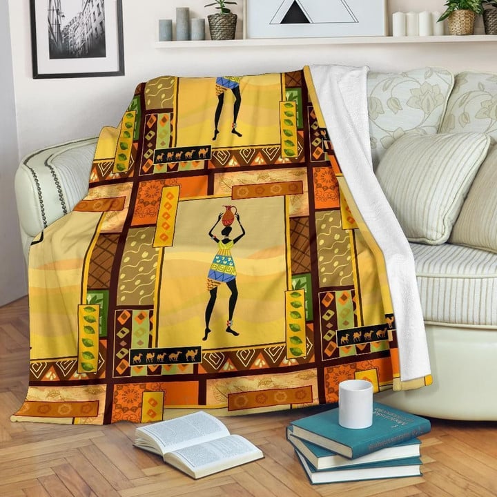 African Girl Tribal Life Design Fleece Blanket