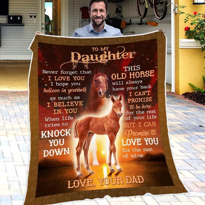 Dad Gift For Daughter This Old Horse Will Always Have Your Back Fleece Blanket