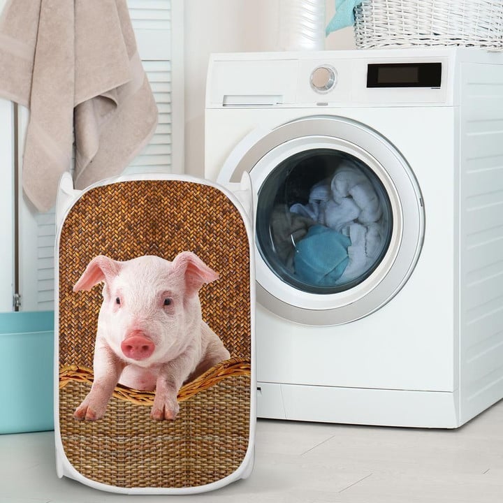 Pig Rattan Texture Gift For Animal Lovers 3D Printed Laundry Basket