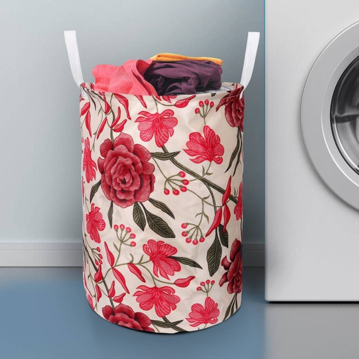 Beautiful Pink Flowers Printed Laundry Basket