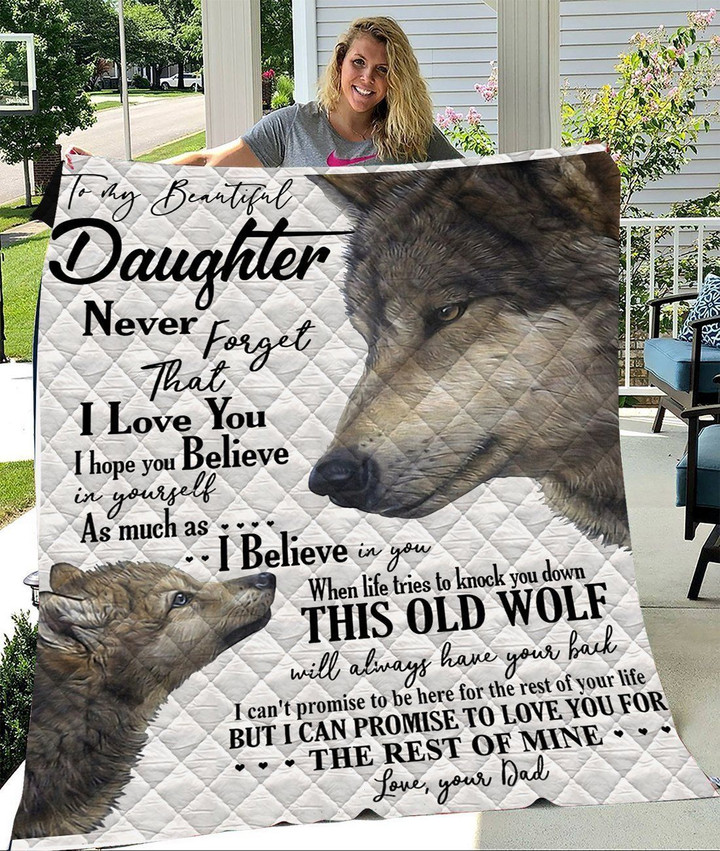 Wolf Love You For The Rest Of Mine Gift For Daughter Quilt Blanket