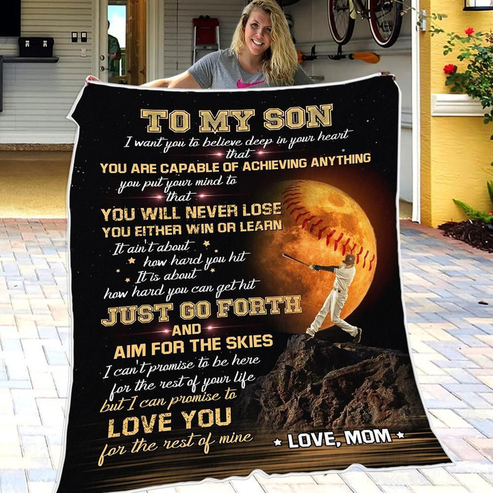 Mom Gift For Son Baseball I'm So Grateful You Are My Son Fleece Blanket