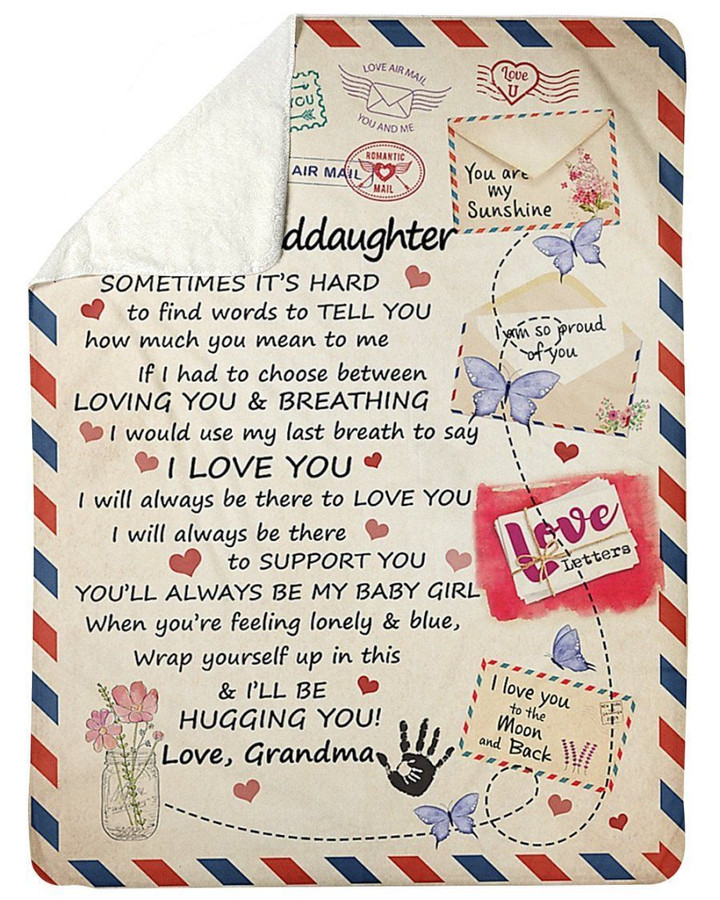 Air Mail Grandma To Granddaughter Fleece Blanket I'll Be Hugging You Sherpa Blanket