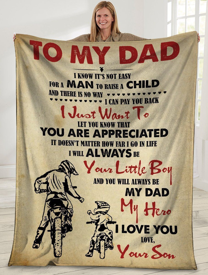 I Know It's Not Easy Dad And Son Motorbike Fleece Blanket