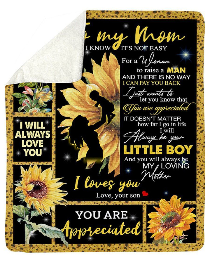 Sunflower Son To Mom Fleece Blanket Love You Forever Sherpa Blanket