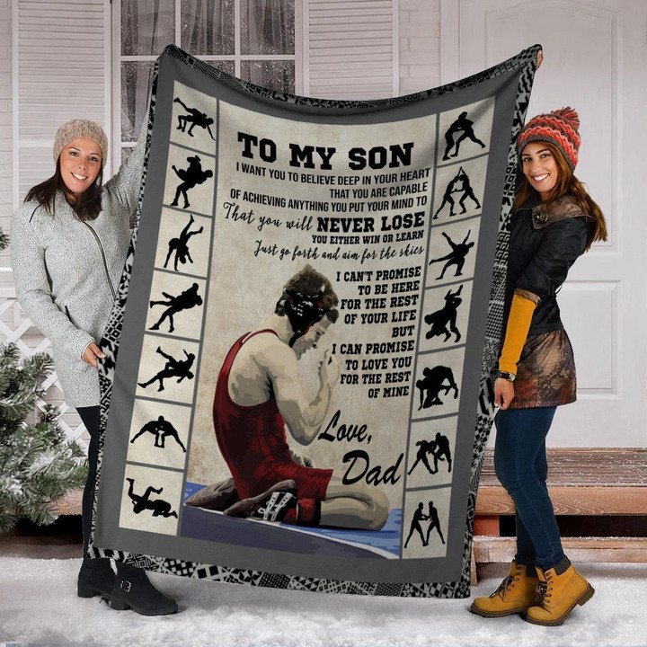 Wrestler Parents Gift For Son I Want You To Believe Deep Wrestling Fleece Blanket