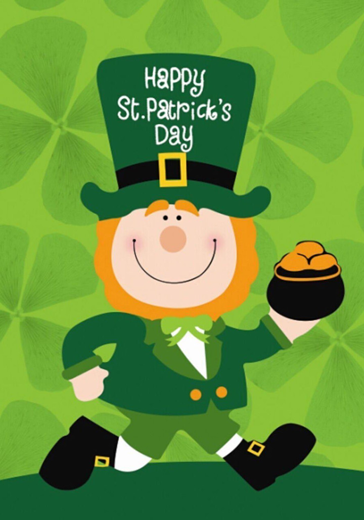 Happy Leprechaun With Gold Pot Happy St. Patrick's Day Printed Garden Flag