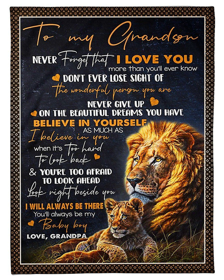 I'll Always Be There Lion Grandpa To My Grandson Fleece Blanket Fleece Blanket
