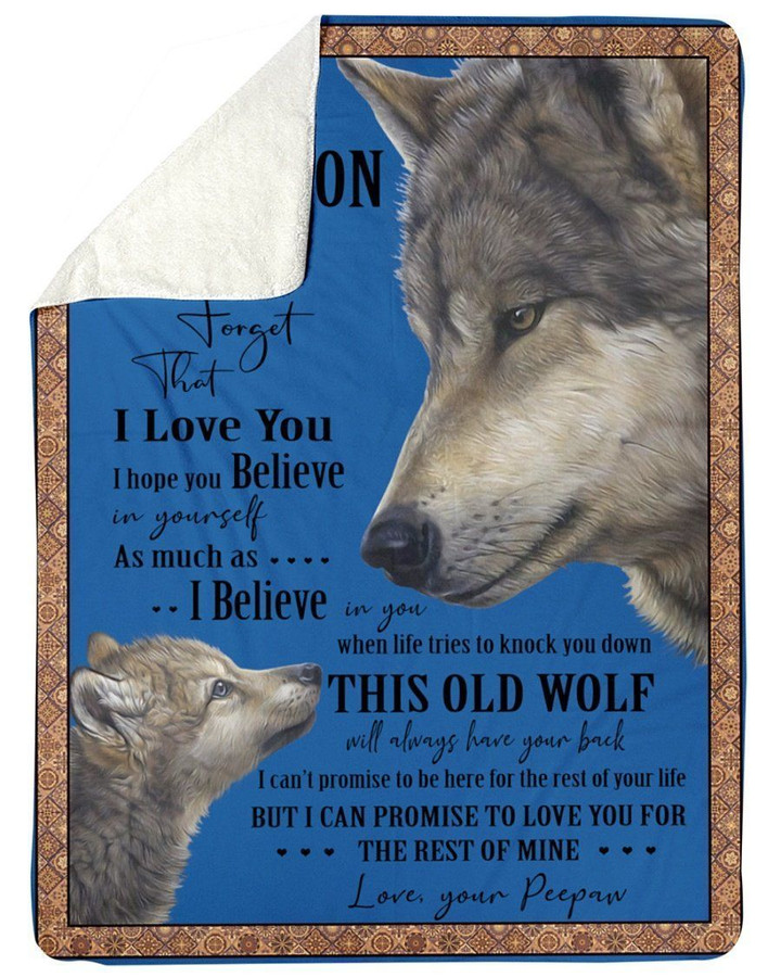 Wolves Love Message To Grandson From Peepaw Fleece Blanket