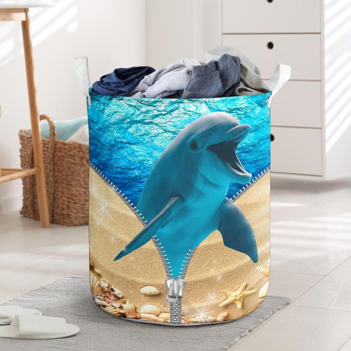 Walgal Dolphin Laundry Basket Large Hamper Foldable Bag For Dirty Clothes Organizer Laundry Bag Picnic Baskets Print Toy Gift Organizer