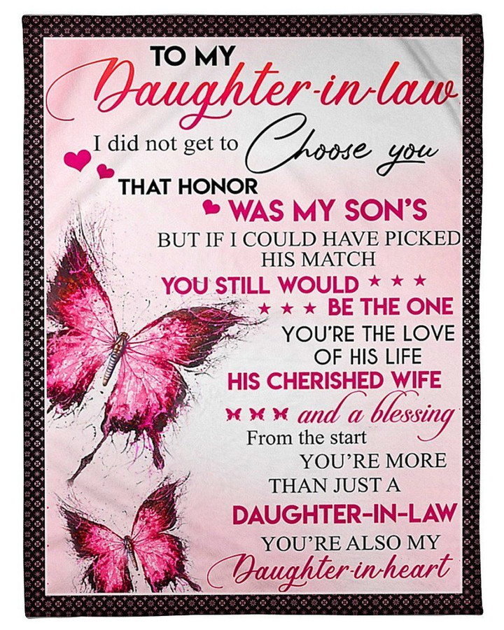 Pink Butterfly Fleece Blanket Giving Daughter In Law Daughter In Heart Fleece Blanket