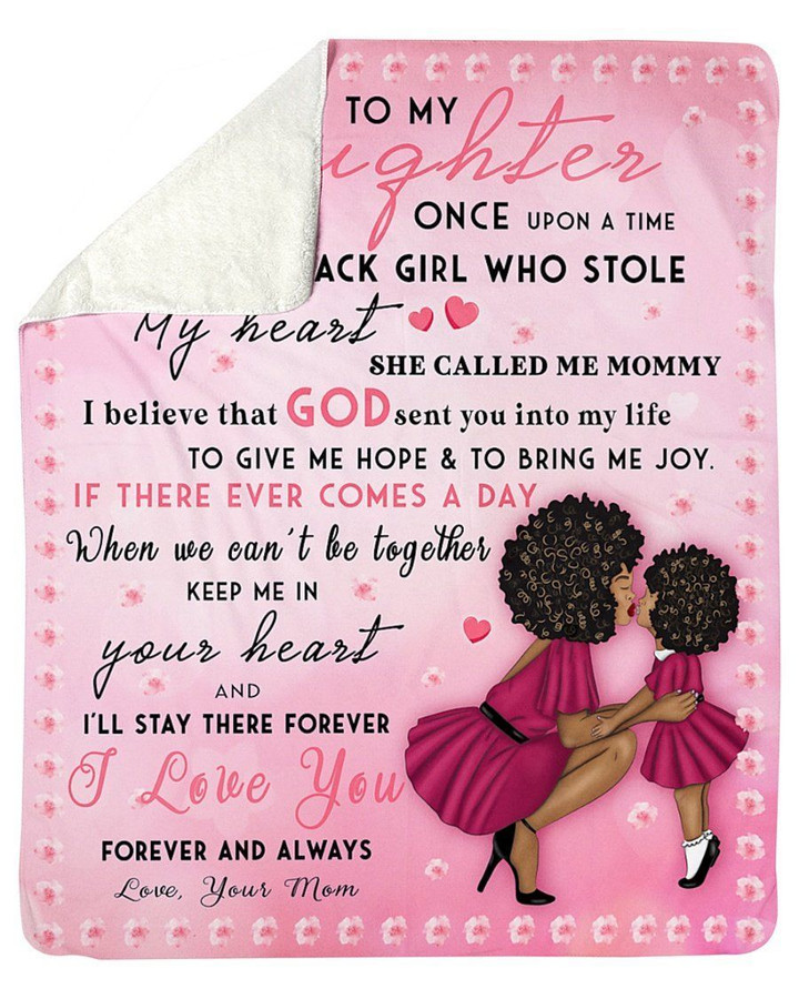 Mom To Daughter Keep Me In Your Heart Pink Fleece Blanket Sherpa Blanket