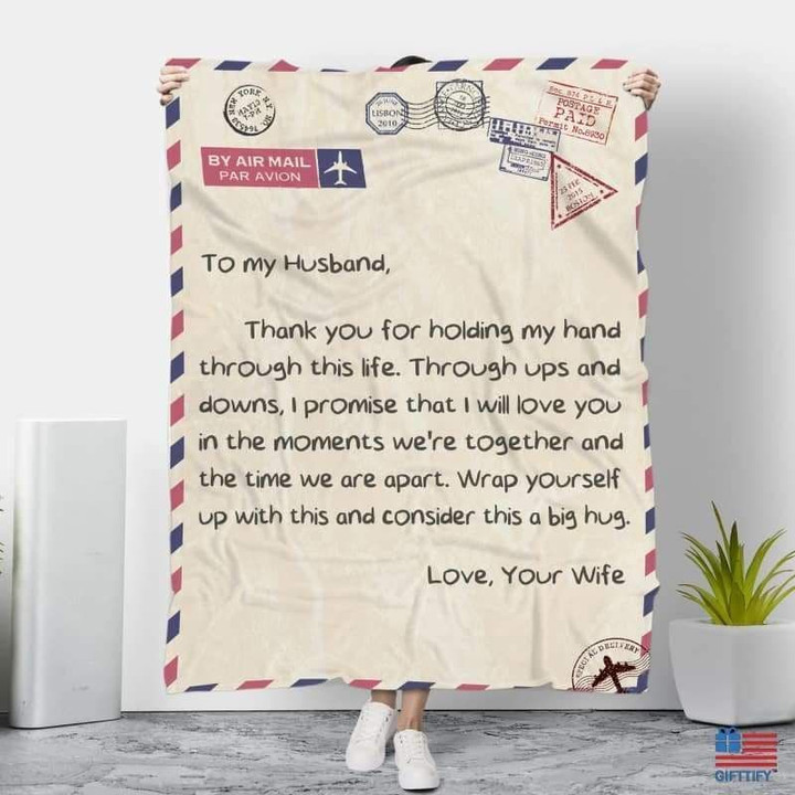 To My Husband Love You From Your Wife Printed Fleece Blanket