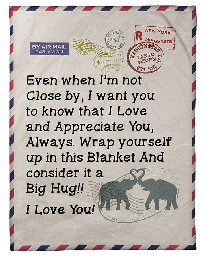 Lovely Couple Elephant To Wife I Love And Appreciate You Always Fleece Blanket Fleece Blanket