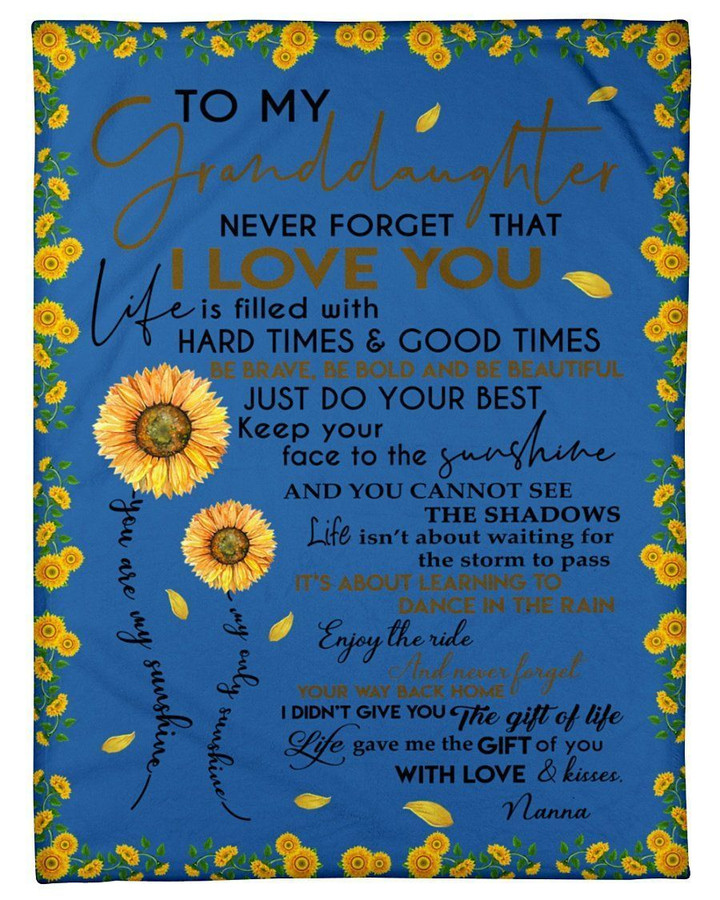 From Nana With Lovely Words For Granddaughter Who Loves Sunflower Fleece Blanket