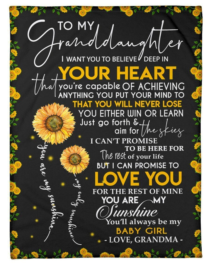 Lovely Message To Granddaughter You Are My Sunshine Gifts For Granddaughters Fleece Blanket