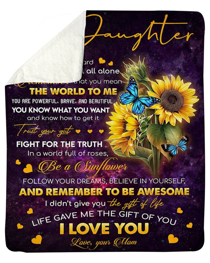 You Mean The World To Me Sunflowers Mom To Daughter Sherpa Blanket