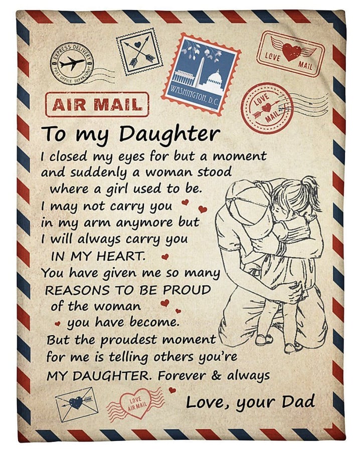I'll Always Carry You In My Heart Dad To Daughter Fleece Blanket Fleece Blanket