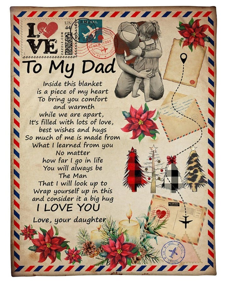 To My Dad Love Letter From Dear Daughter Fleece Blanket Fleece Blanket