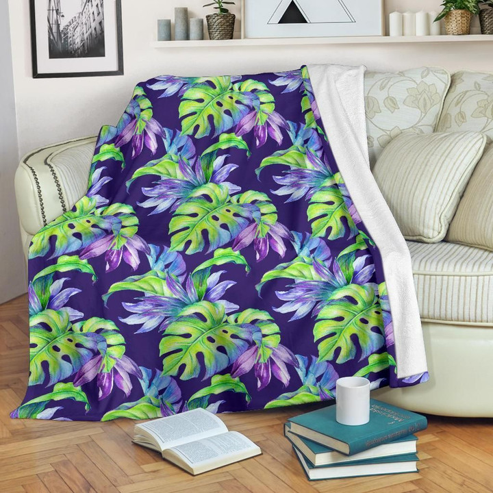 Colorful Tropical Flower Pattern Print Design Fleece Blanket