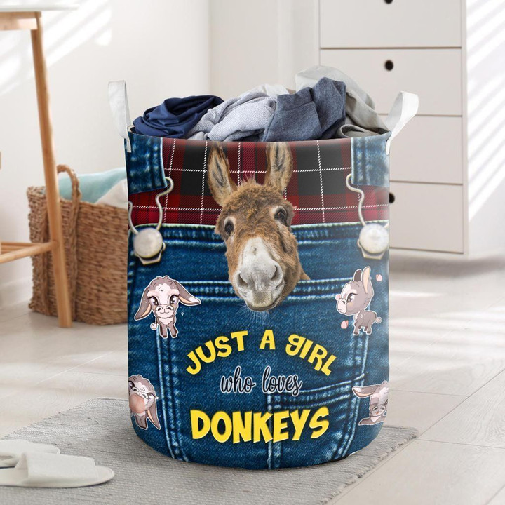 Just A Girl Who Loves Donkey Printed Laundry Basket