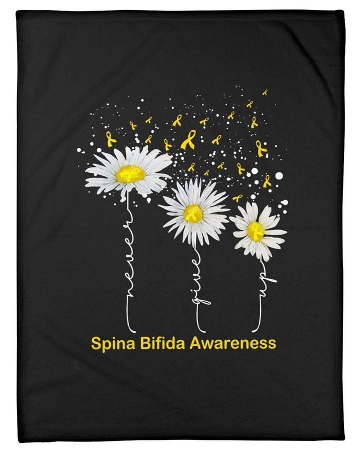 Spina Bifida Awareness Daisy Flowers Fleece Blanket