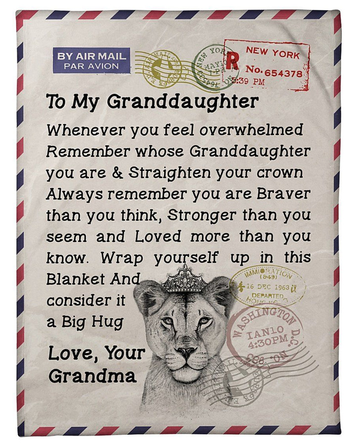 Whenever You Feel Overwhelmed Lion Letter To Granddaughter Fleece Blanket
